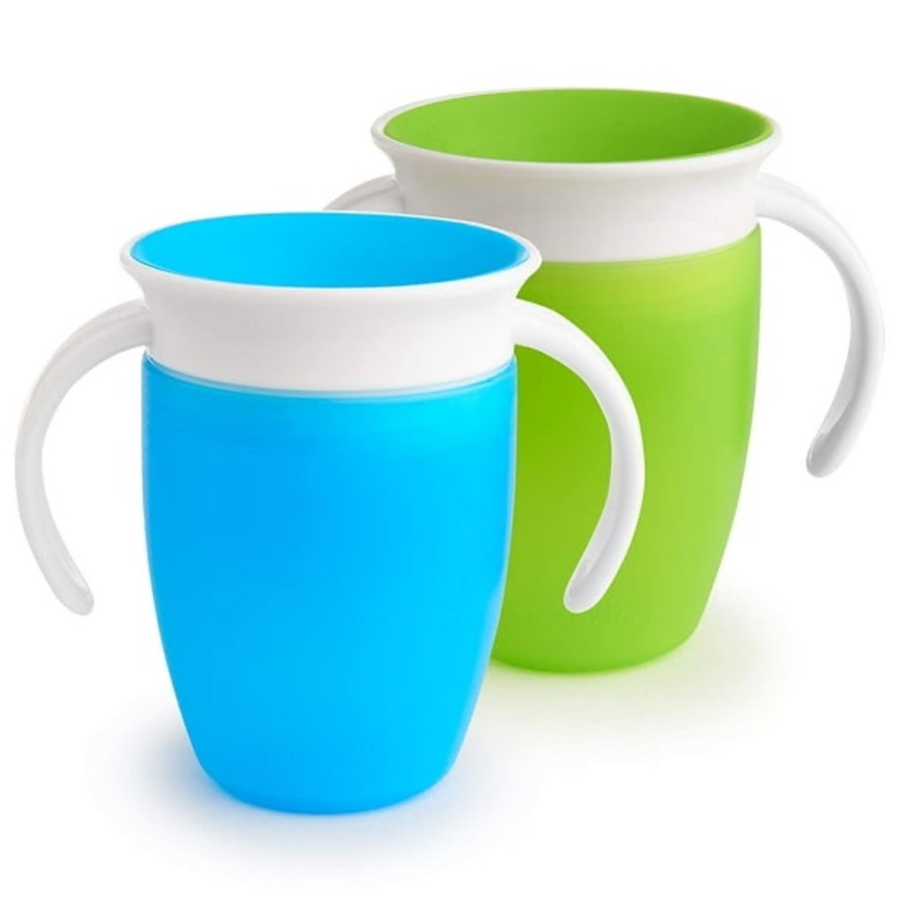 MUNCHKIN Set of 2 Miracle 360 Training Sippy Cups - Green and Blue